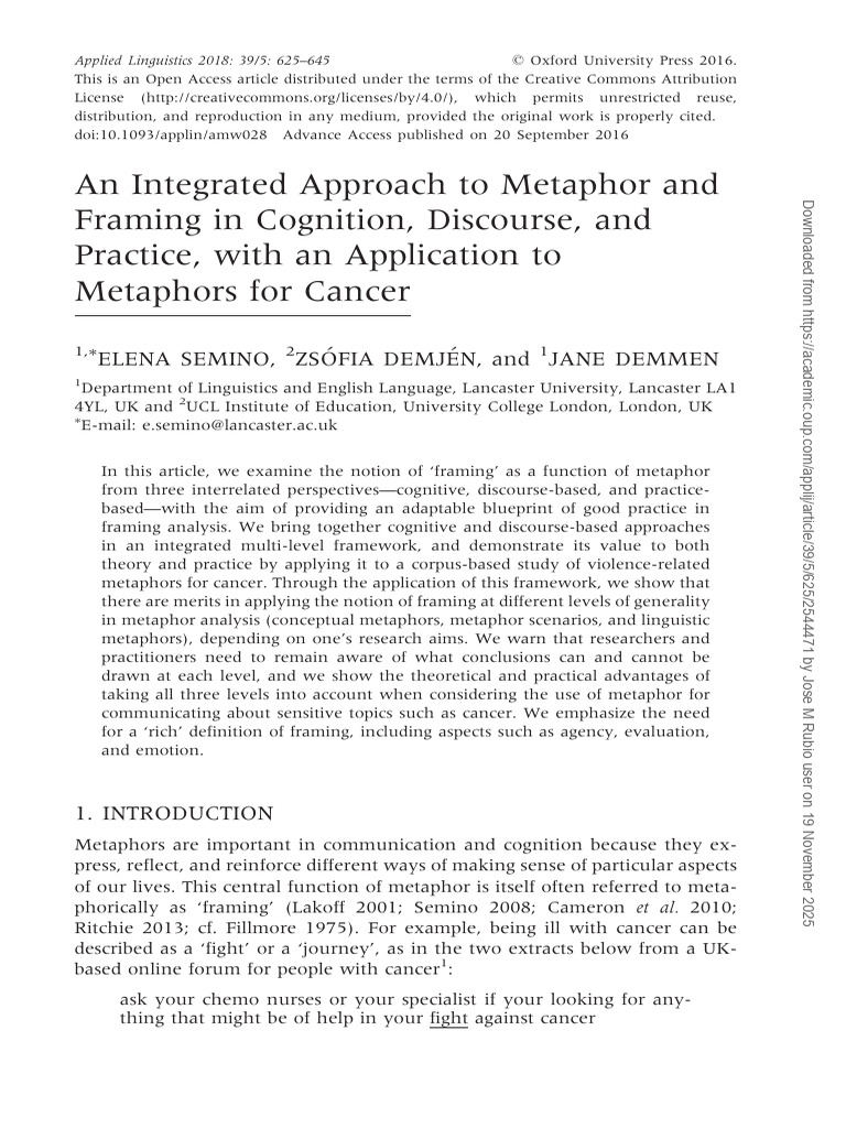 Core Reading 1 | PDF | Metaphor | Framing (Social Sciences)