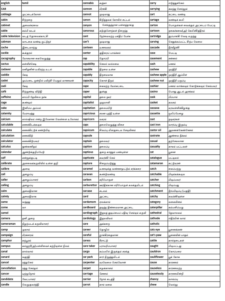 C Words Print Out | PDF