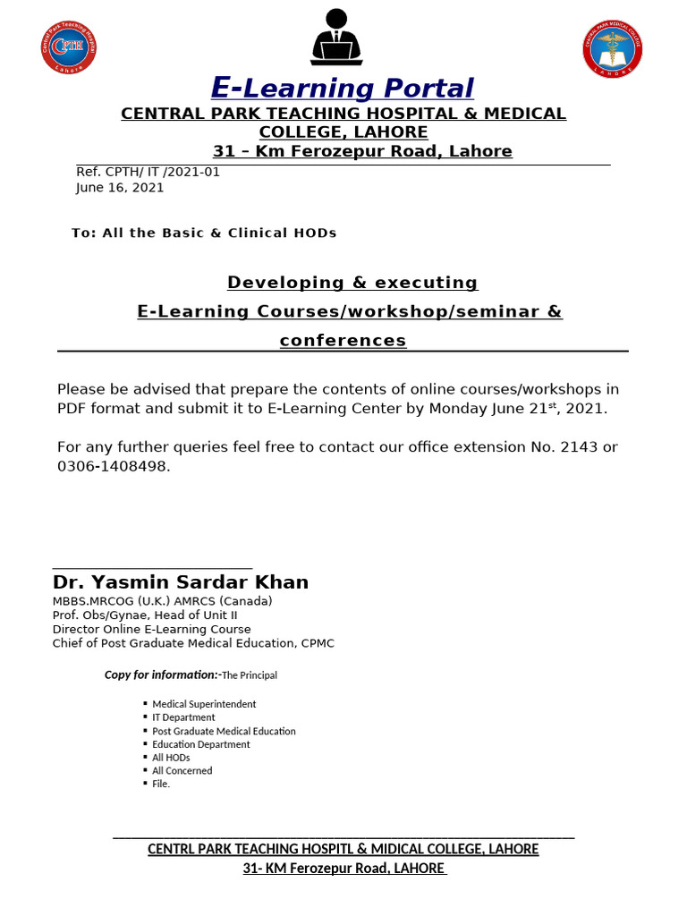 E-Learning Letter Pad | PDF | Medical School | Medicine