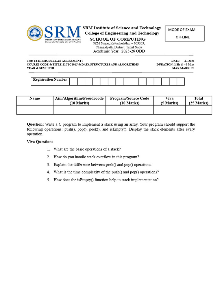 Dsa Modal Lab Assessment | PDF | Queue (Abstract Data Type) | Software ...