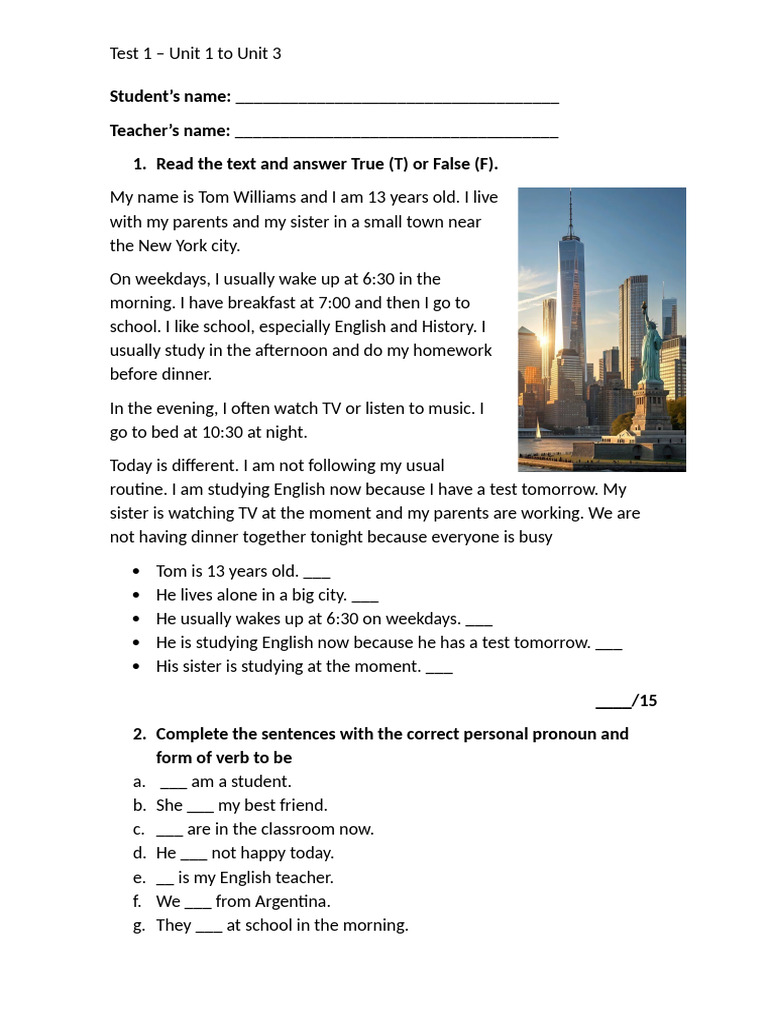 Test 1 2026 | PDF | Linguistic Morphology | Grammar