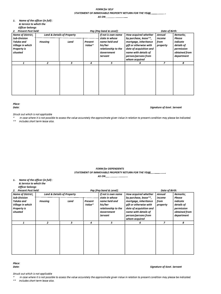 Property Return New Format | PDF | Property | Private Law