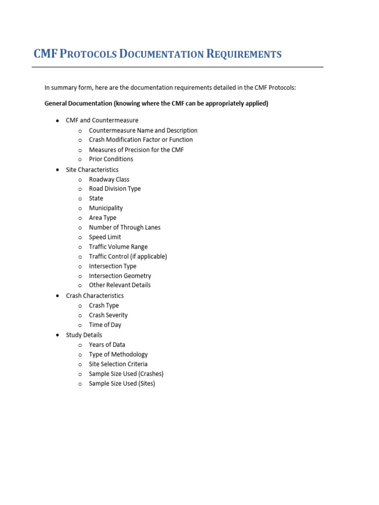 CMF Documentation Requirements | PDF