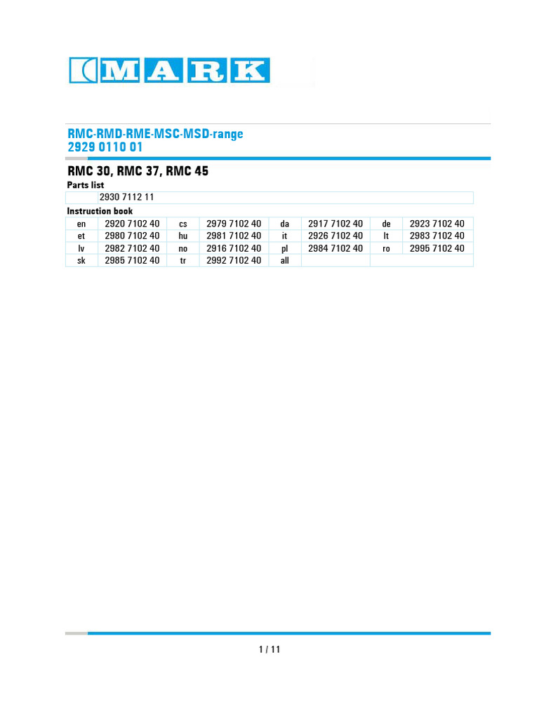 CD-ROm Matrix 2929 0110 01 RMC-RMD-RME-MSC-MSD-range | PDF