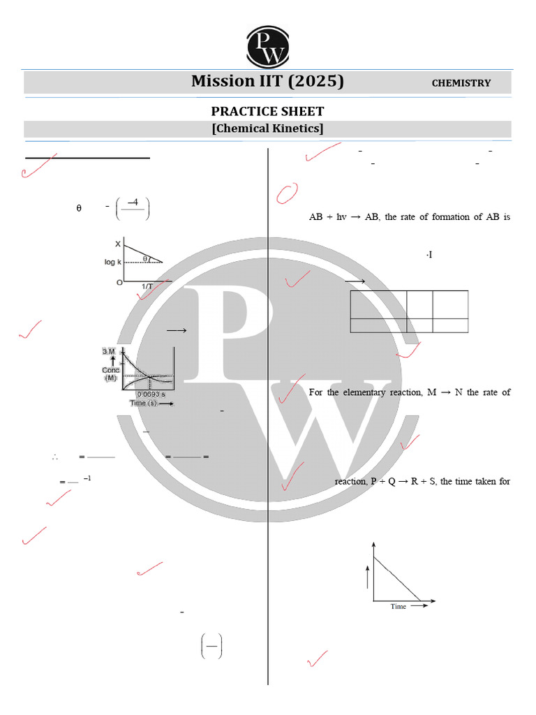 Chemical Kinetics: Practice Sheet - Mission IIT 2025 | PDF | Reaction ...