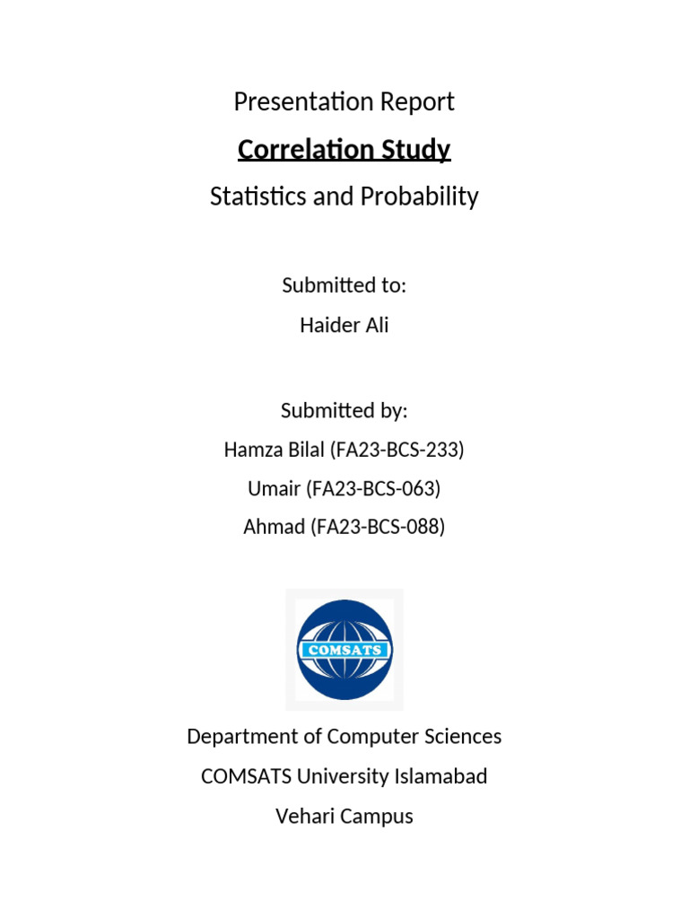 G15 Correlation Study Report | PDF | Data Analysis | Scientific Method