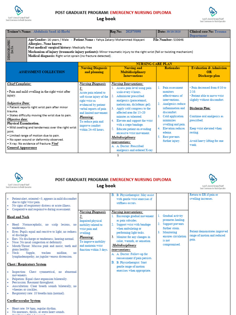 Case Based Discussion (CBD) - Log Book Form 2021-2022 | PDF | Pain ...