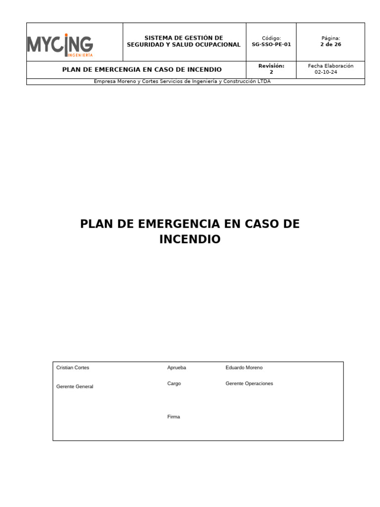 Plan de Emergencia en Caso de Incendio | PDF | Seguridad y salud ...