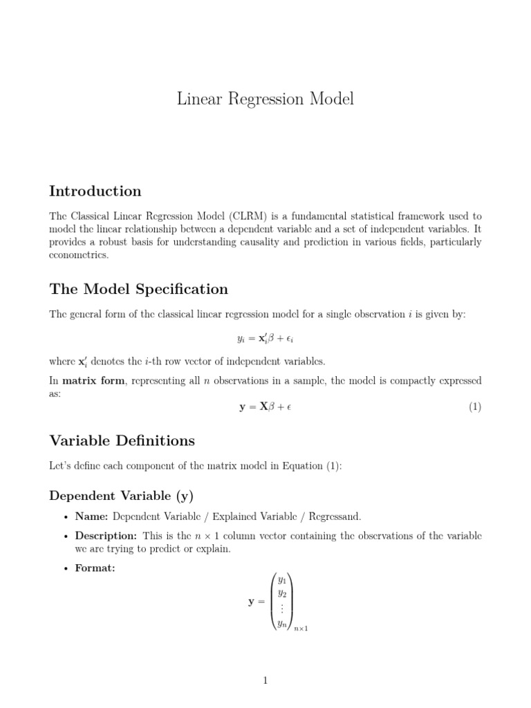 Linear Regression Model | PDF | Ordinary Least Squares | Errors And ...
