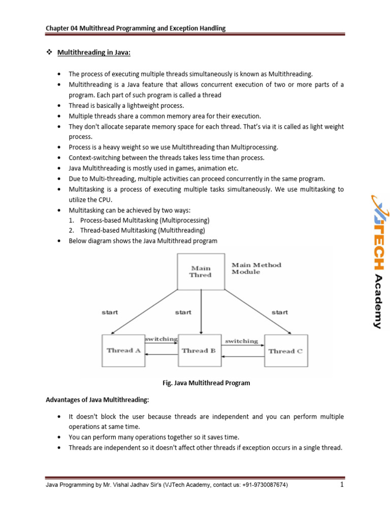 VJTech - JAVA-Multithreading and Exception Handling | PDF | Process ...