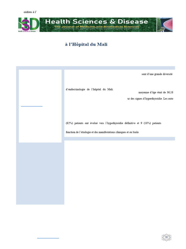 007 Ao Djeneba Thyroide Bko HDM | PDF | Thyroïde | Médecine