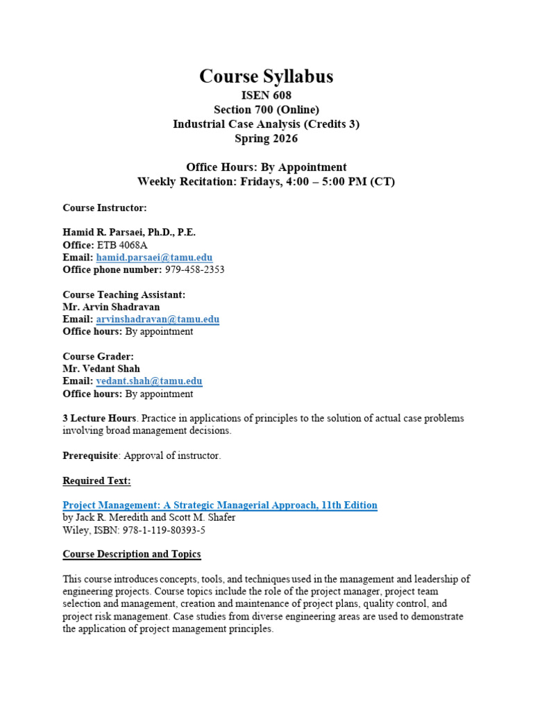 ISEN+608+Syllabus Section+700+ (Spring+2026) | PDF | Americans With ...