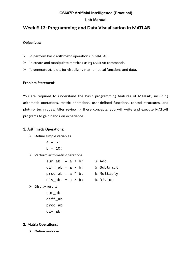 lab_week_13 | PDF | Matlab | Matrix (Mathematics)