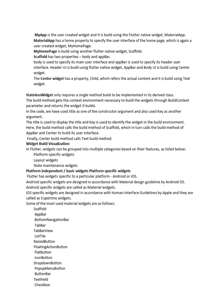 Mobile Computing-Widgets FLutter | PDF | Page Layout | System Software