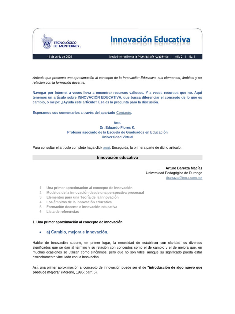 La Innovación Educativa | PDF | Plan de estudios | Innovación