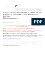 Francisco Dirceu Barros-A Causa de Registrabilidade Geral e Compulsoria Uma Forma Eficaz Para Combater o Machismo Politico Eleitoral