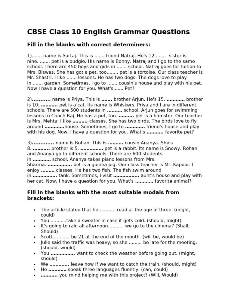 CBSE Class 10 English Grammar Questions and Anawer | PDF | Greenhouse ...