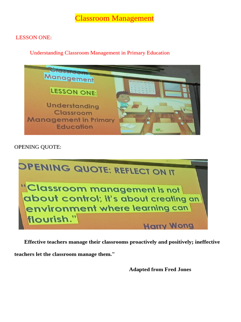 Classroom Management Finalised | PDF | Classroom Management | Learning
