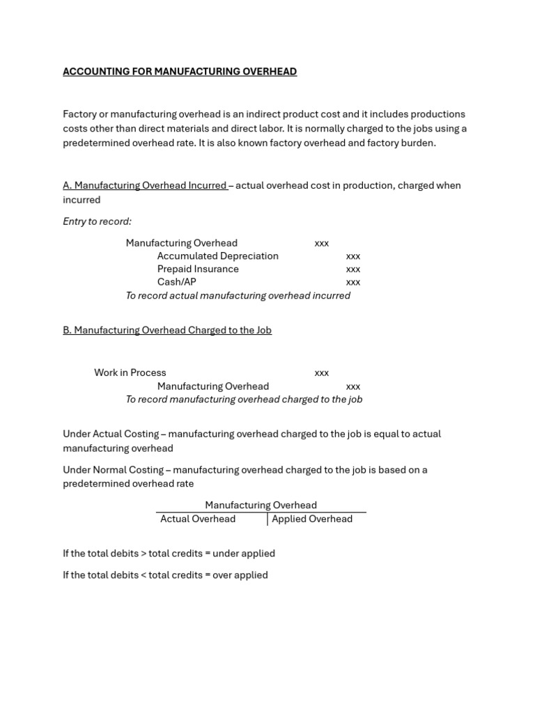 Accounting for Manufacturing Overhead | PDF | Debits And Credits | Business