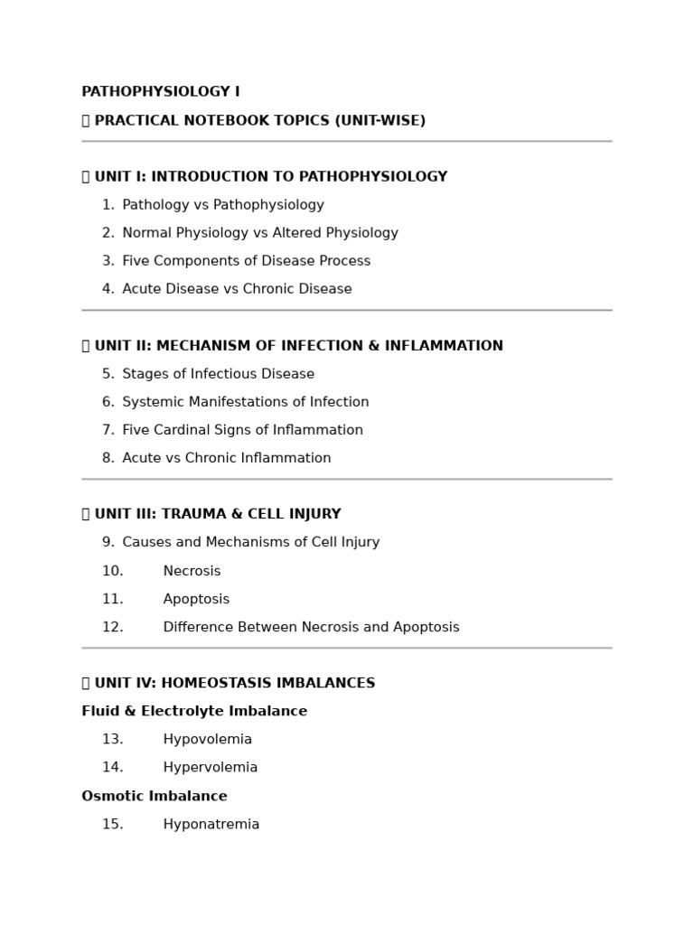 Pathophysiology I Practicle Nootbook | PDF