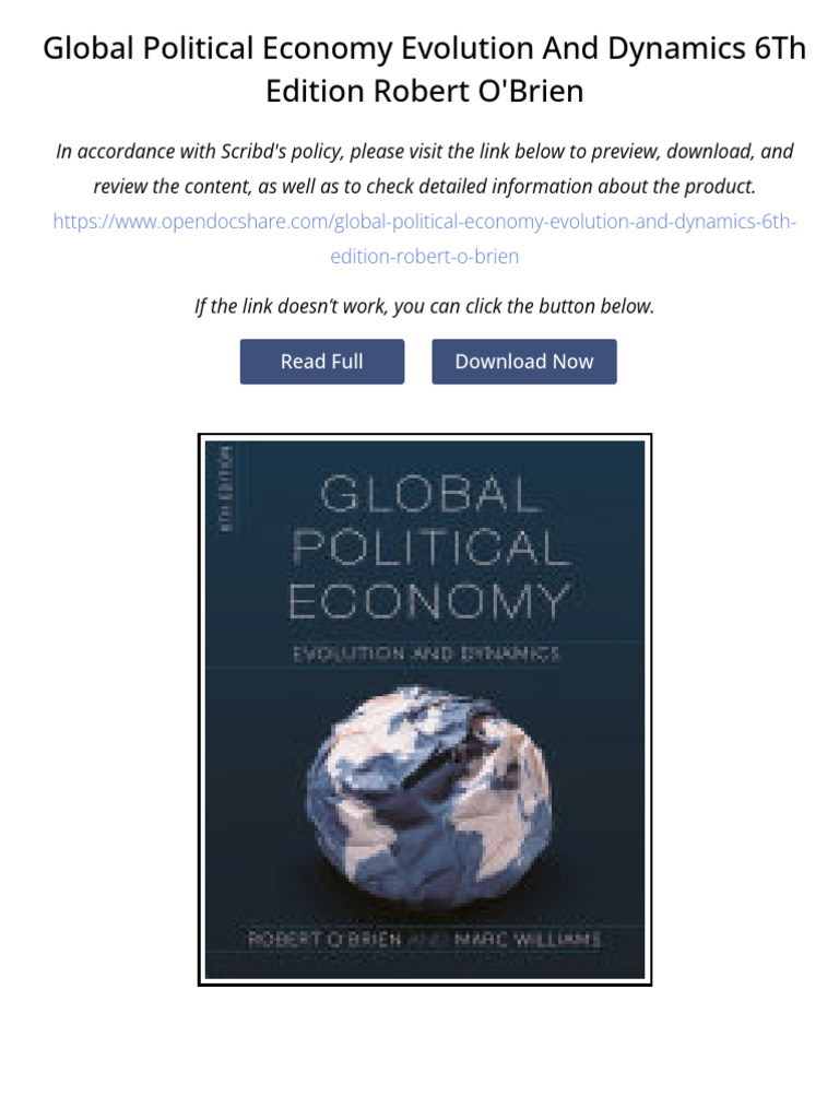 Global Political Economy Evolution and Dynamics 6th Edition Robert