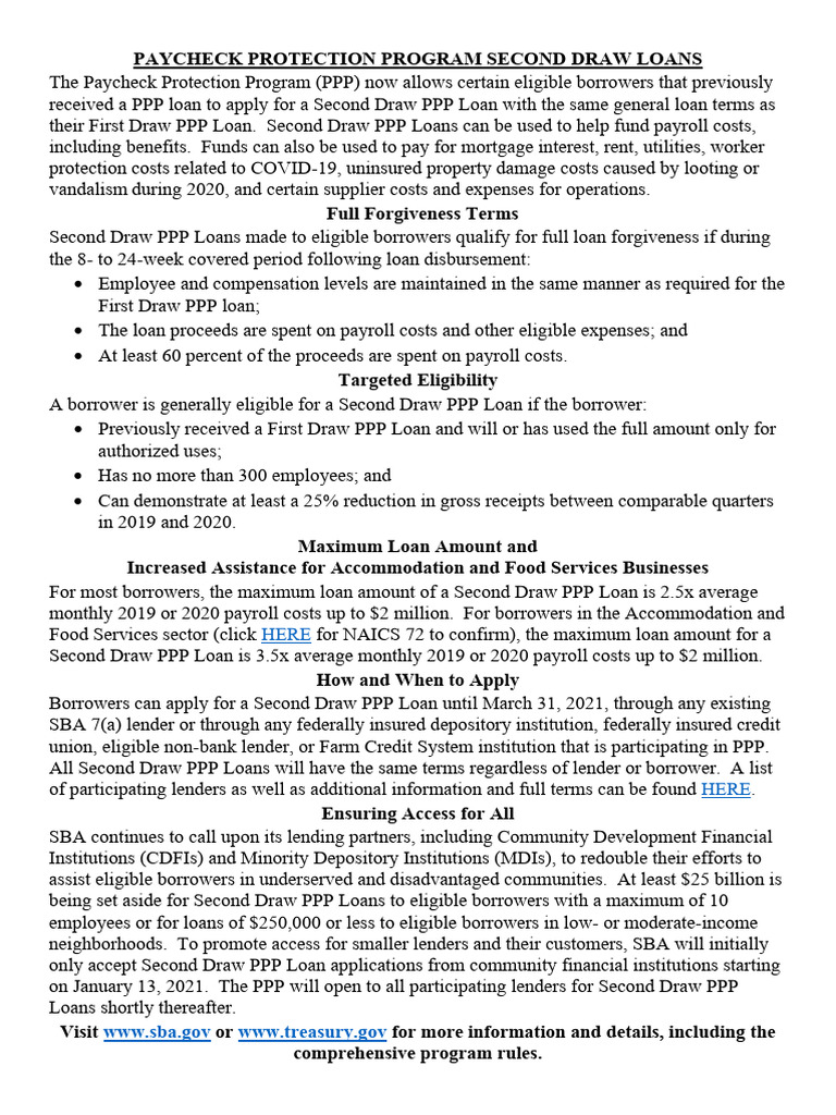 Top Line Overview of Second Draw PPP | PDF | Liability (Financial ...