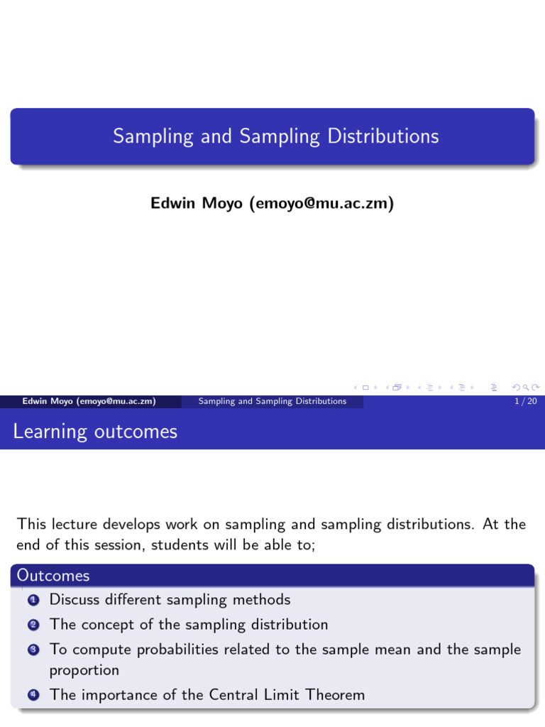 Sampling and Sampling Distributions | PDF | Sampling (Statistics ...