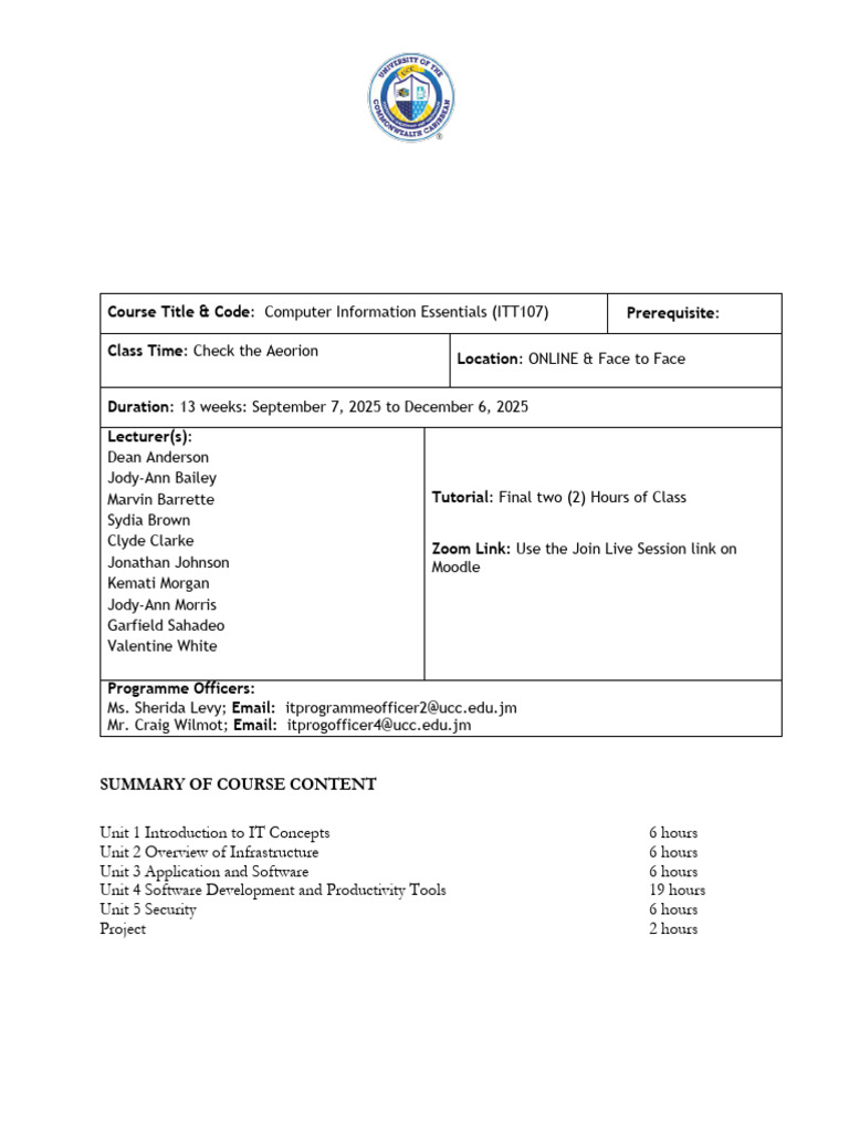 Fall 2025 CIE Course - Schedule | PDF | Databases | Operating System
