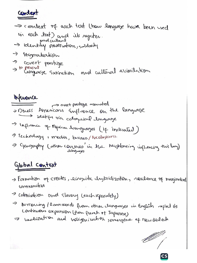 Eng Lang (IAL) U2 Handwritten Notes | PDF