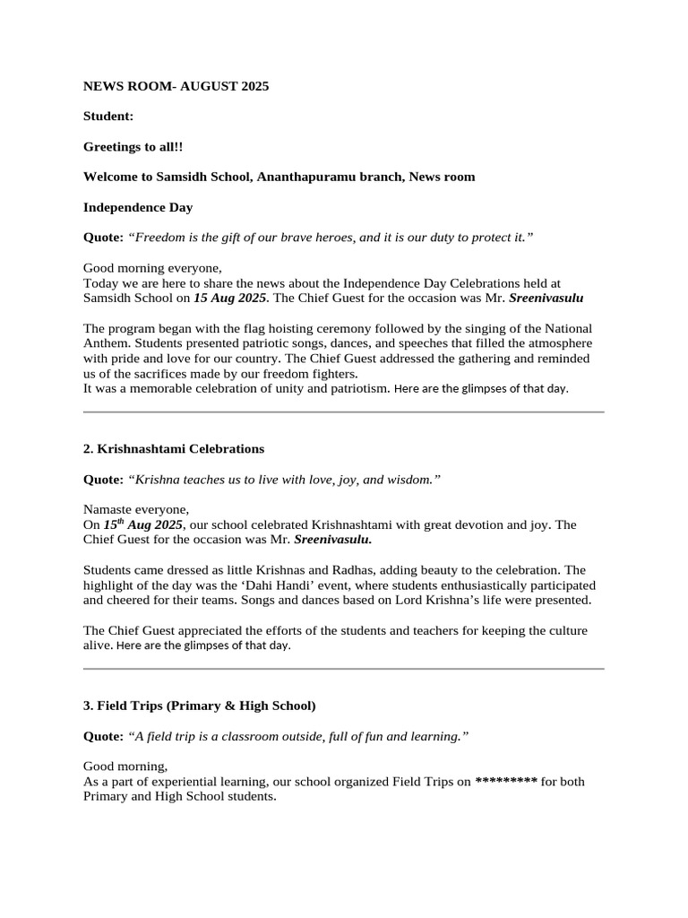 August Newsroom Script | PDF