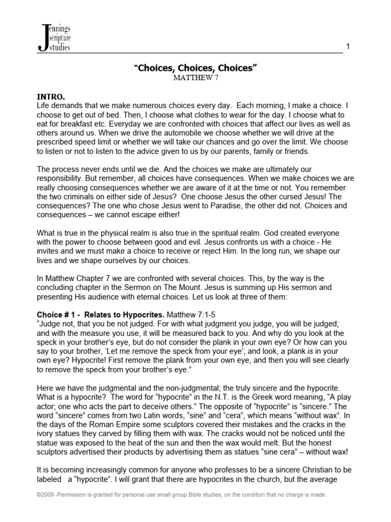 Choices Choices | PDF | God In Christianity | Jesus