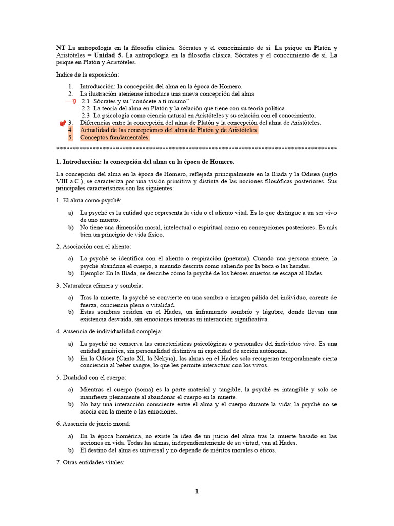 El Alma en Sócrates, Platón y Aristóteles TEMA 5 | PDF | Alma | Platón