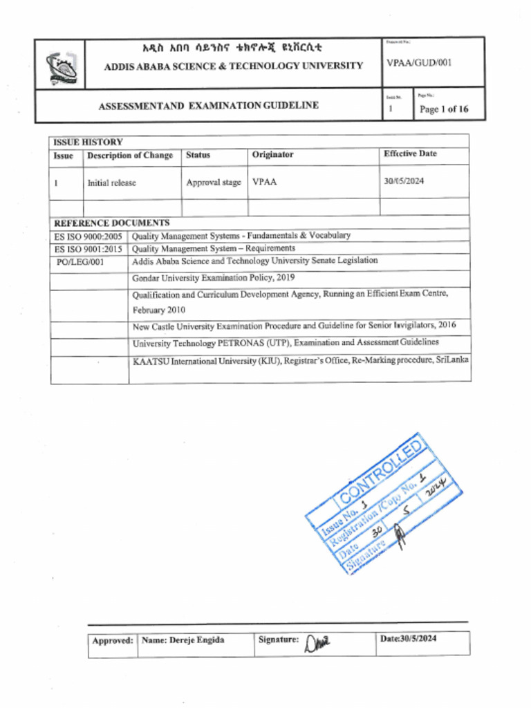 Assessment and Examination Guideline | PDF