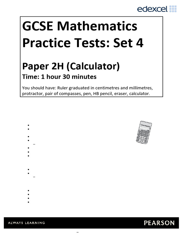 05a Practice Test Set 4 - Paper 2H | PDF | Diesel Fuel