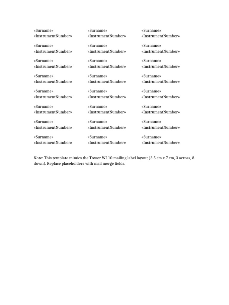 Tower W110 Label Template | PDF