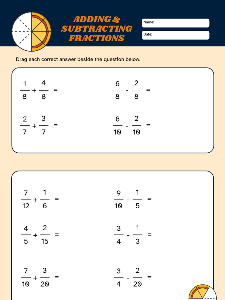 Adding and Subtracting Fractions Worksheet | PDF