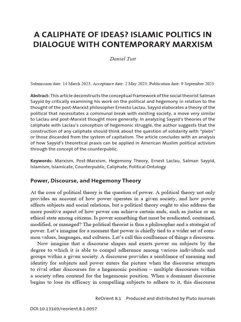 A Caliphate of Ideas Islamic Politics In | PDF | Hegemony | Ontology
