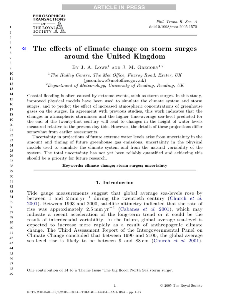 Gregory Lowe Roy Soc 05 | PDF | Storm Surge | General Circulation Model
