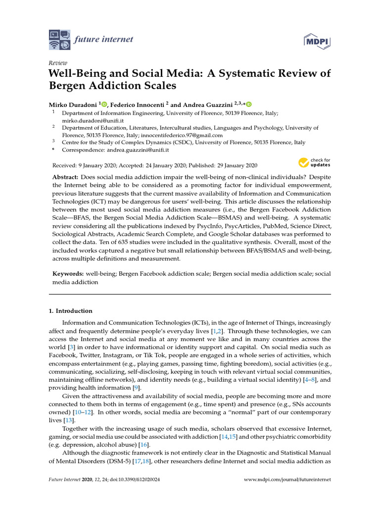 Well Being and Social Media a Systematic | PDF | Well Being ...