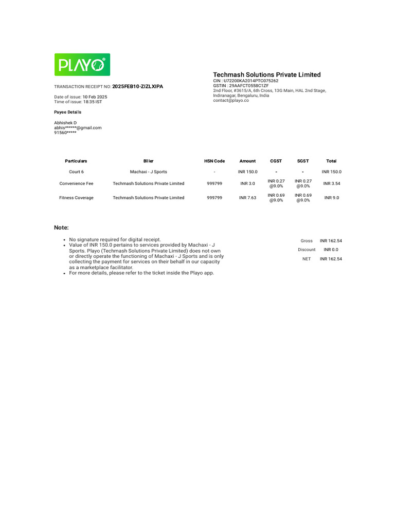 Badminton Receipt6 | PDF