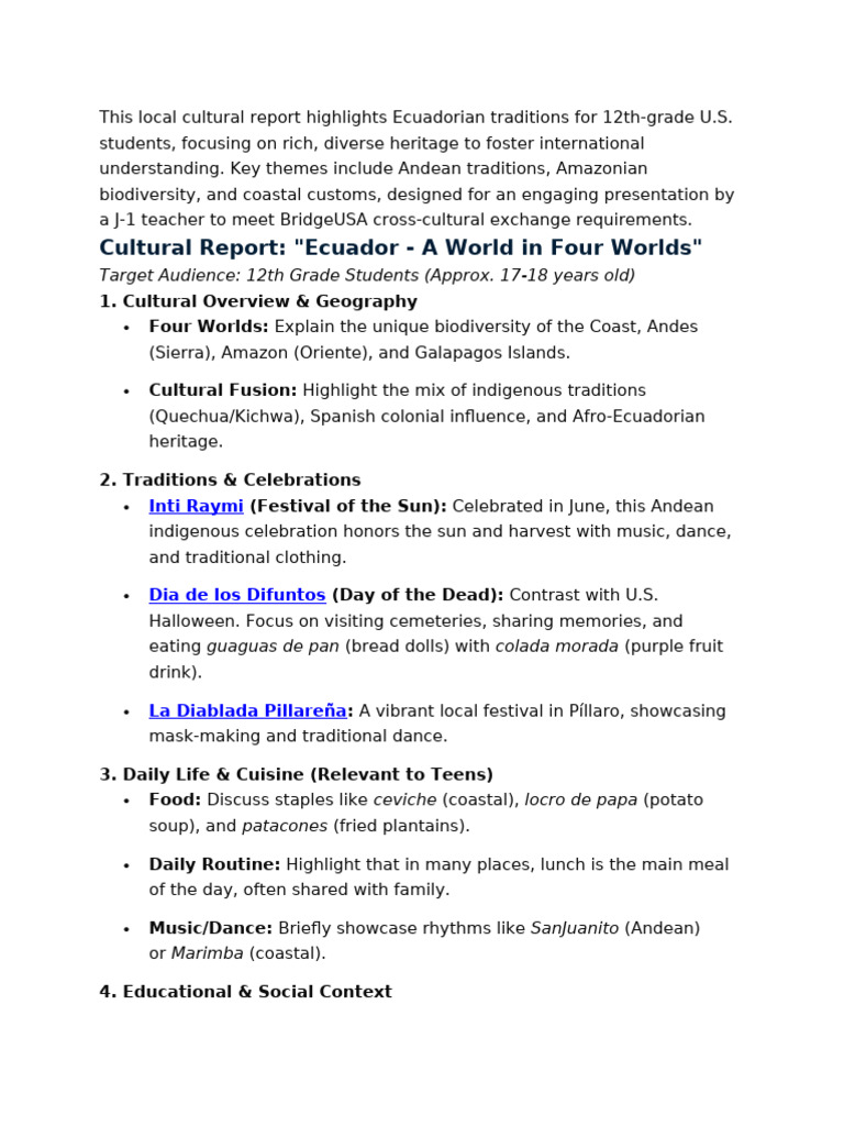 This Local Cultural Report Highlights Ecuadorian Traditions for 12th ...