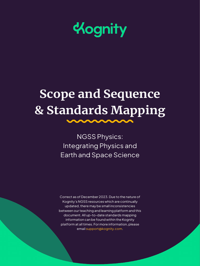 Kognity - Scope & Sequence - Standards Mapping NGSS Physics | PDF ...