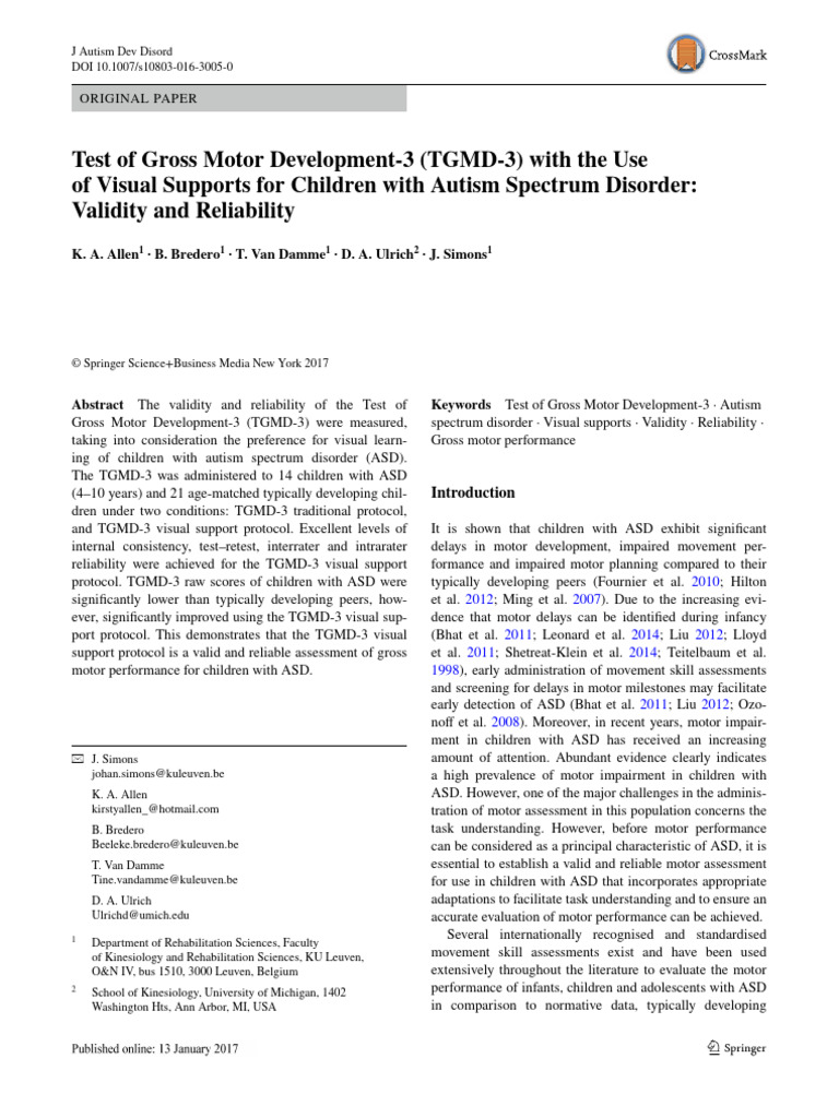 Test of Gross Motor Development-3 (TGMD-3) With The Use of Visual ...