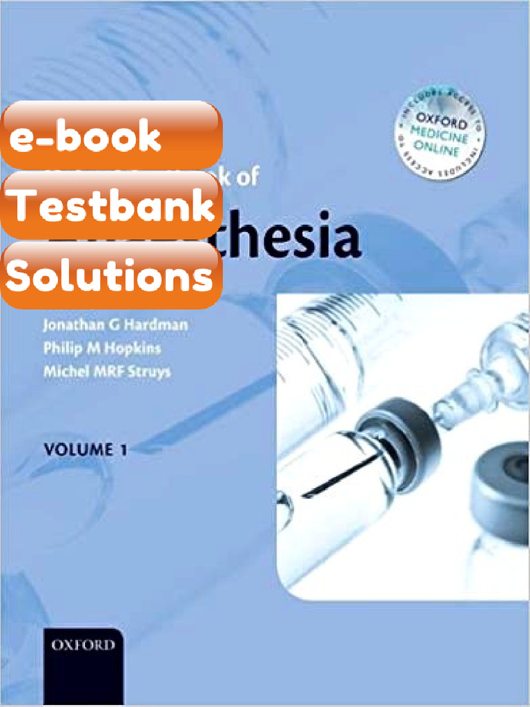 Testbank Oxford Textbook of Anaesthesia 1st Edition by Jonathan G ...