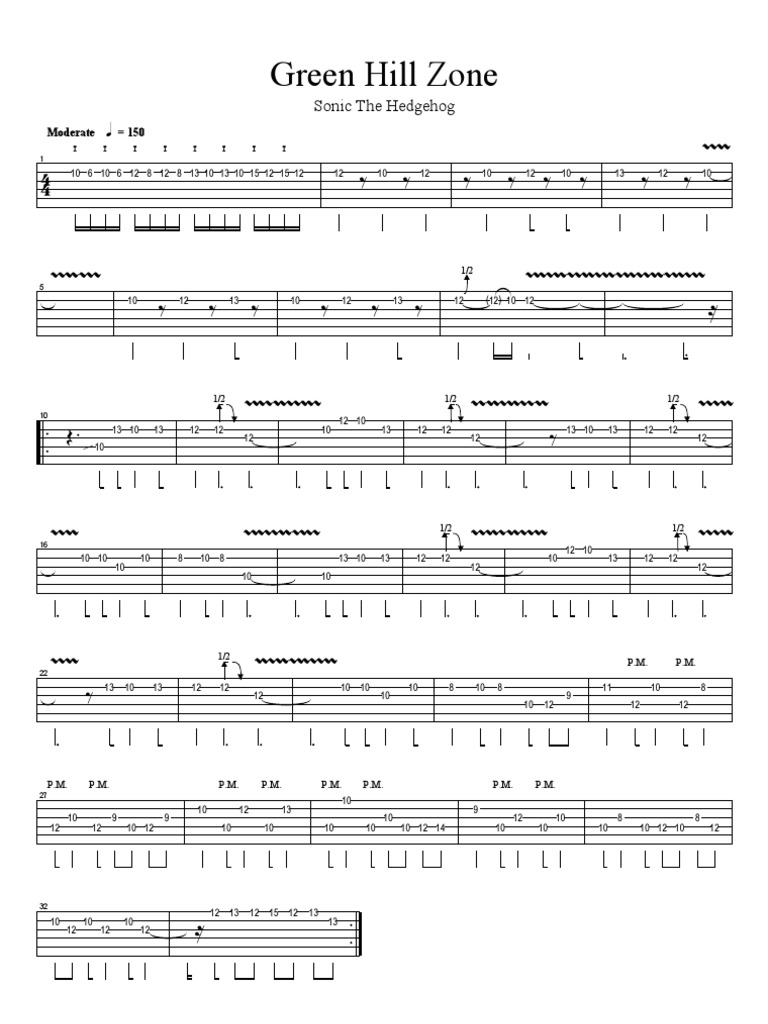 Sonic - Green Hill Zone 2/6 - Easy Tutorial for Guitar 