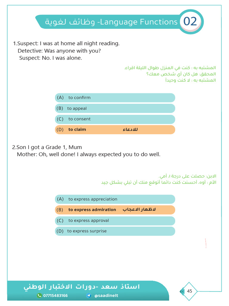 ﺔﻳﻮﻐﻟ ﻒﺋﺎﻇو -Language Functions | PDF