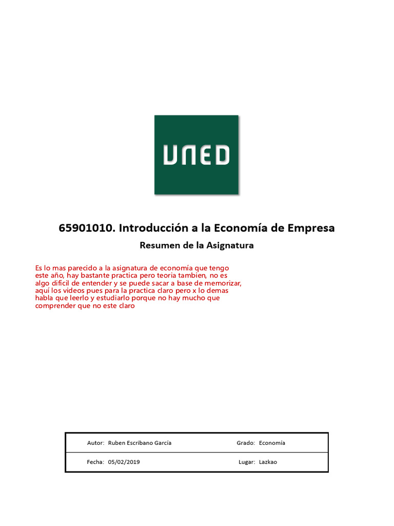 Resumen Eco Empresa | PDF | Business | Iniciativa empresarial