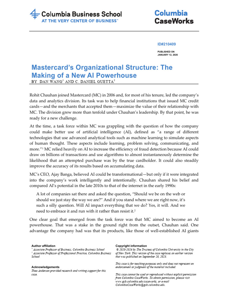 Mastercard_210409_1.5 | PDF | Credit Card | Artificial Intelligence