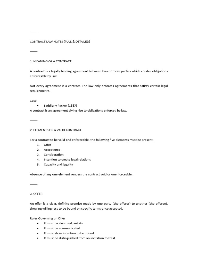 Contract Law | PDF | Offer And Acceptance | Consideration