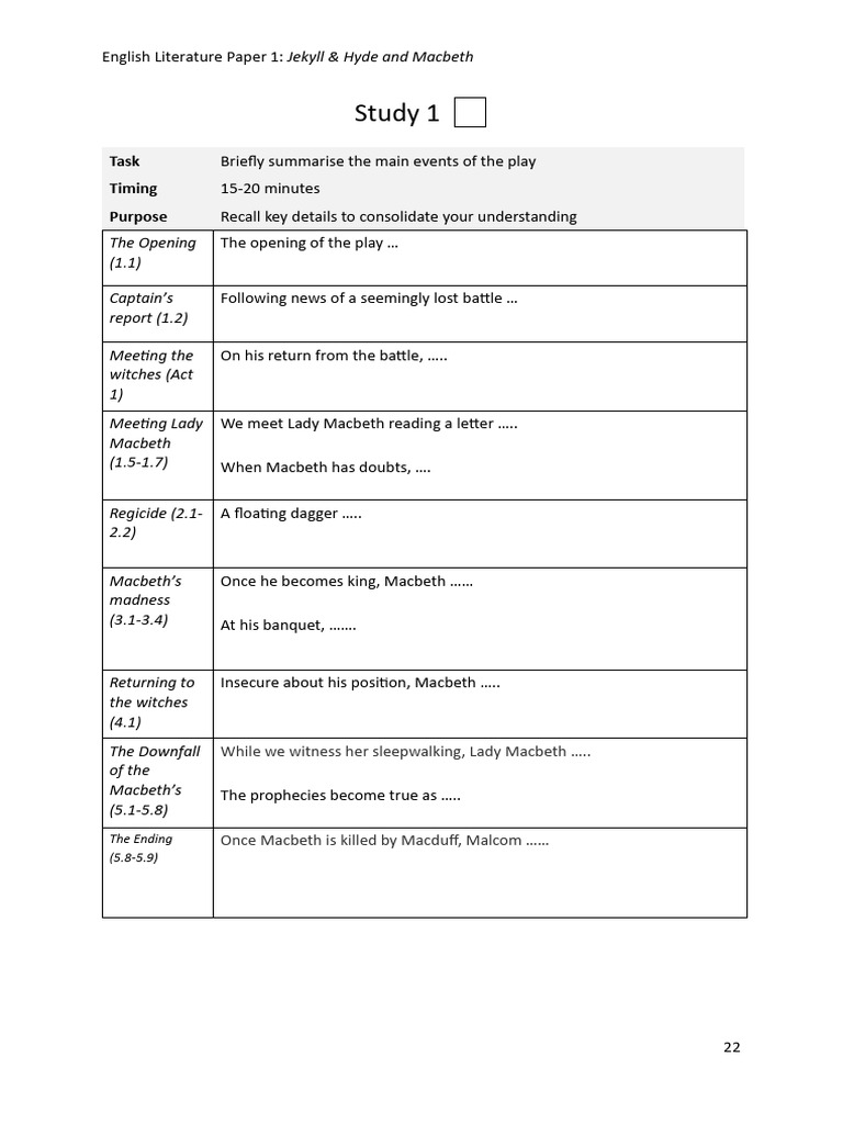 Macbeth Plot - 07 Event Summaries (Study) | PDF